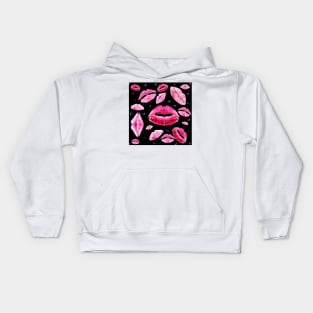 Kisses All Over (Black) Kids Hoodie